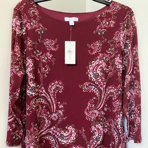 CHARTER CLUB Women Stretch Comfy Nylon Blouse 3/4 Sleeve Size L